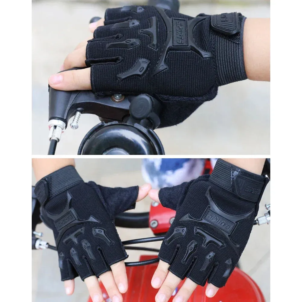 1Pair Kids Tactical Fingerless Gloves Army Military Camo Anti-Skid Mittens Half Finger Boys Girls Children Outdoor Sport Cycling