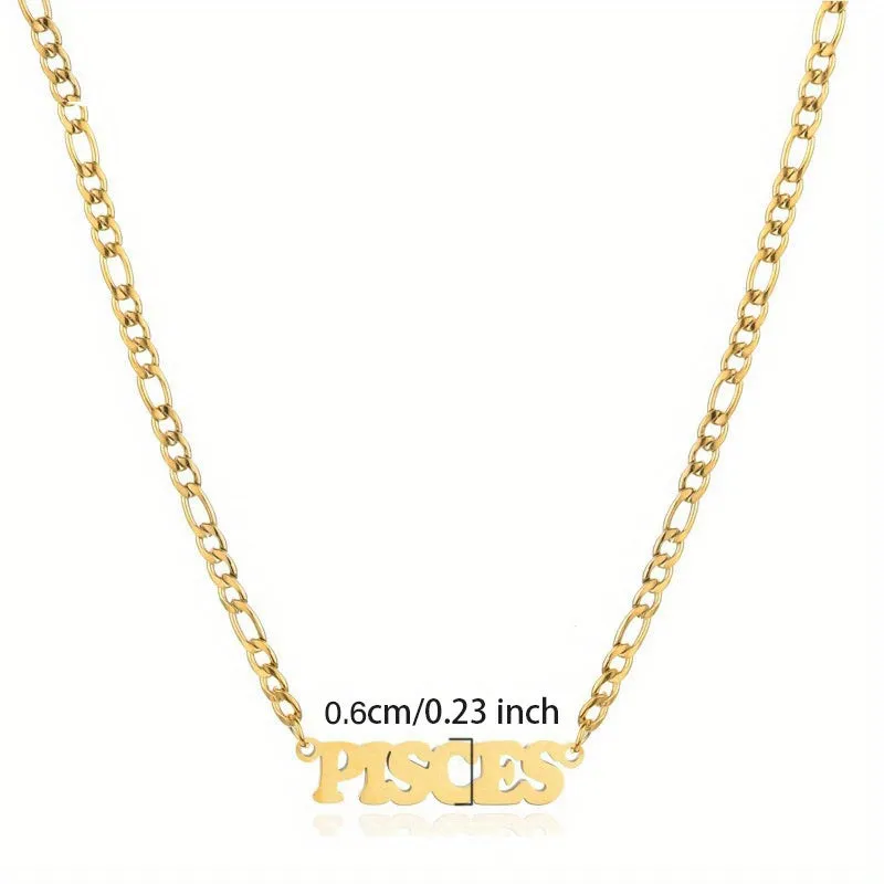 1pc Exquisite Stainless Steel Twelve Letter Pendant Necklace - Durable, Hypoallergenic, and Fashionable Jewelry Gift for Birthday and Special Occasions