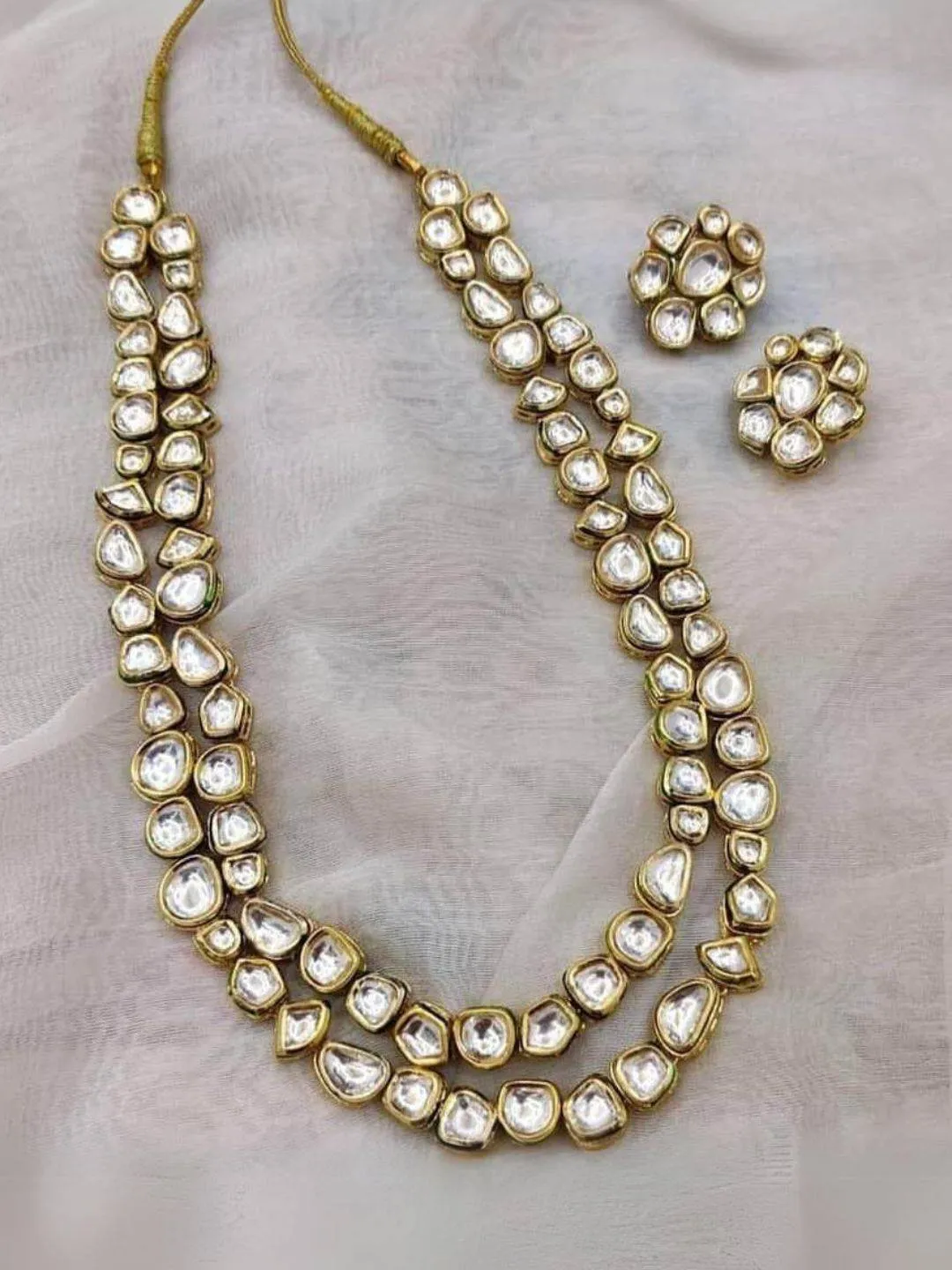 2 Layered Abstract Kundan Necklace