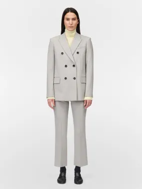 6-Button Double Breasted Blazer in Pale Grey Melange