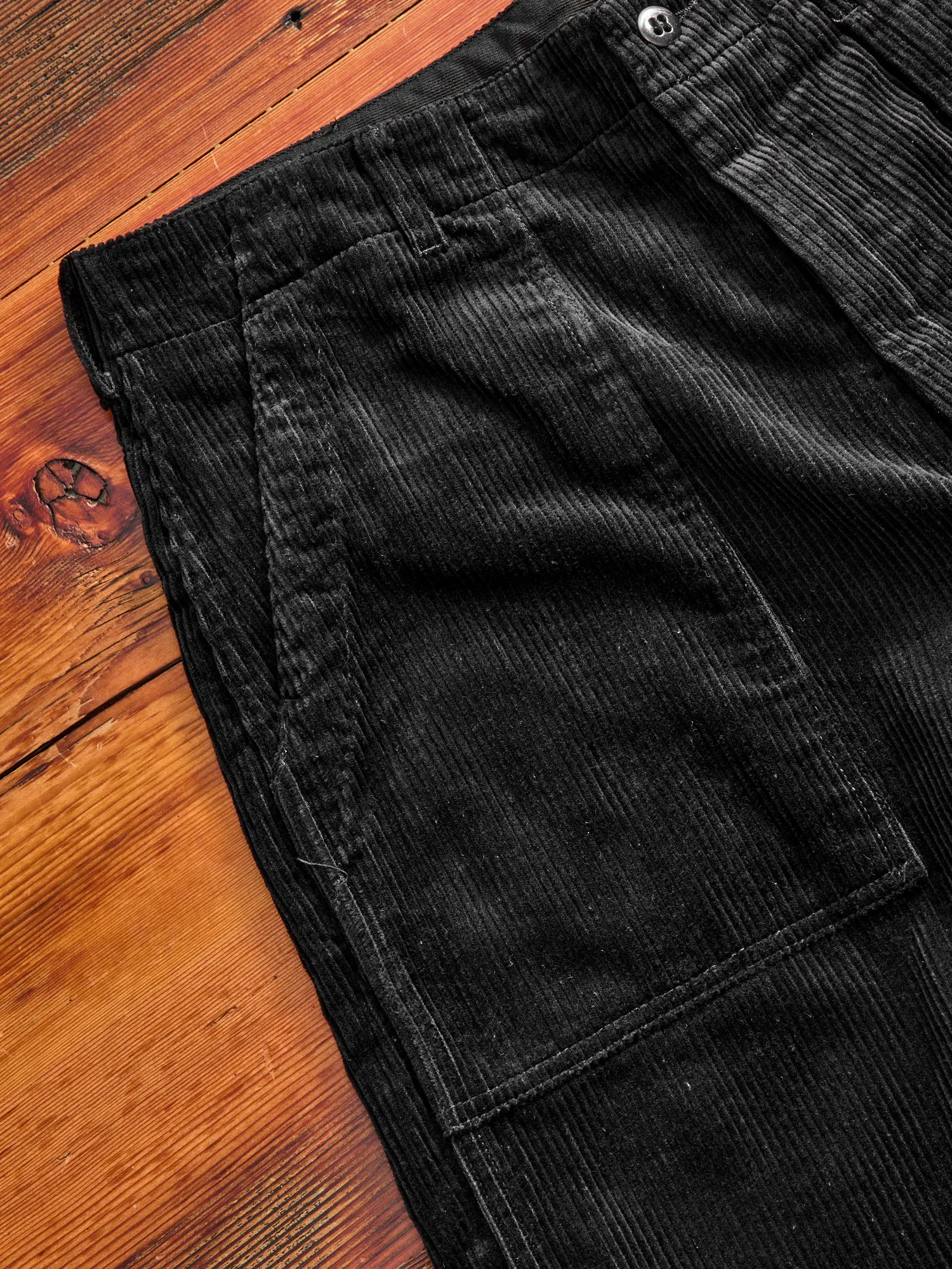 8W Cotton Corduroy Fatigue Pants in Black