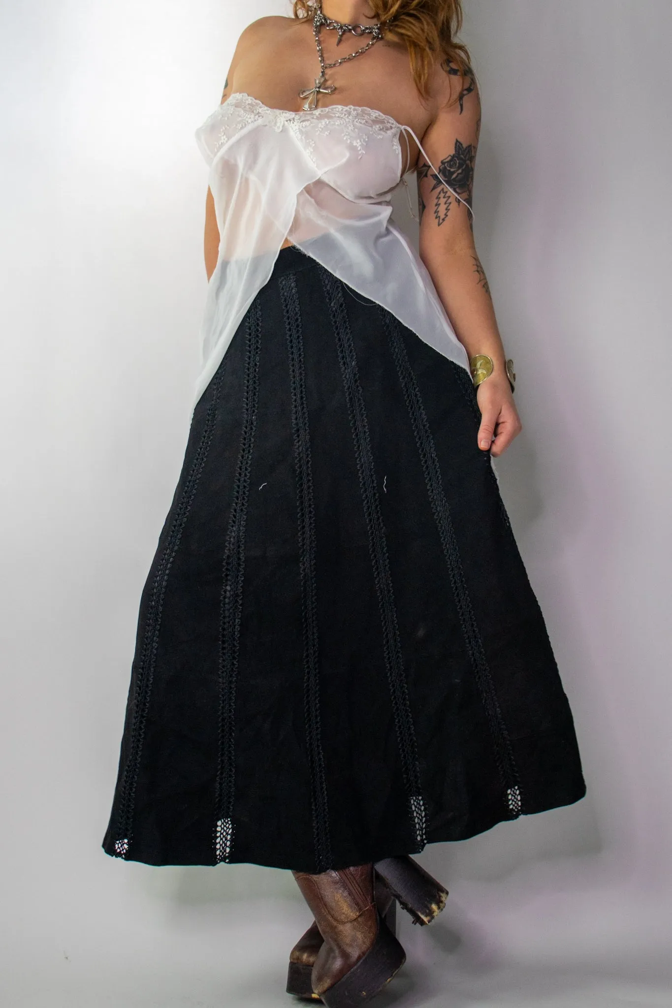 90s Suede Layered Maxi