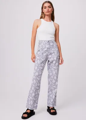 AFENDS Womens Tribal Shelby Long - Organic Wide Leg Pants - Silver