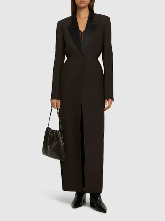 Alberta Ferretti   Double breasted knit long coat 