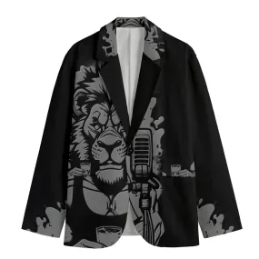 All-Over Print Men's Casual Flat Lapel Collar Blazer | 245GSM Cotton Leo print