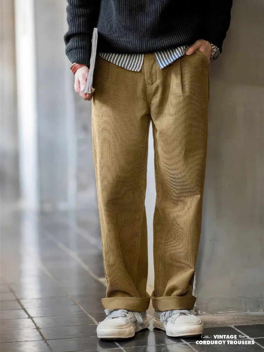 American Retro Corn Kernel Corduroy Casual Pants