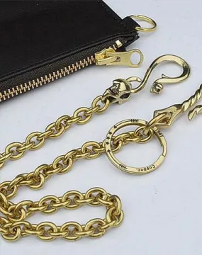 Badass Gold Brass Long Mens 18'' Biker Wallet Chain Biker Pants Chain Trucker Wallet Chain for Men