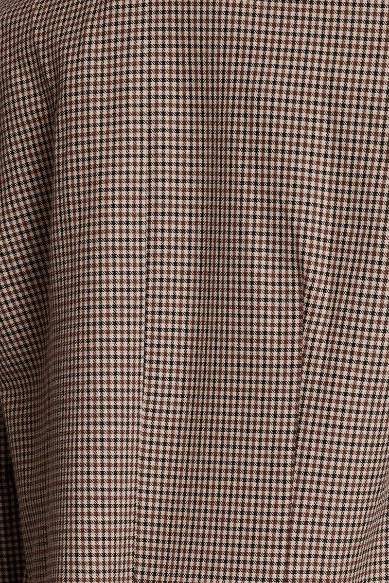 Beige Check Blazer Long Sleeve