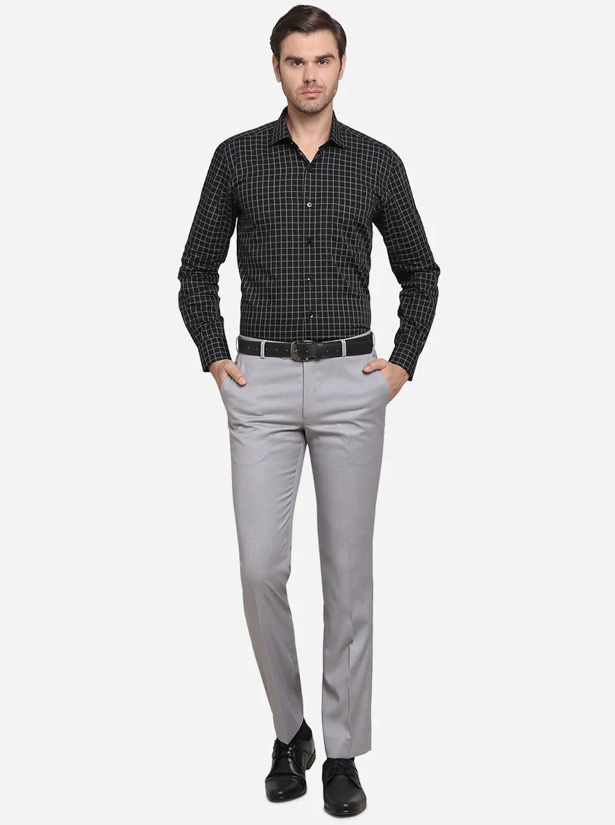 Black & Grey Checked Slim Fit Formal Shirt  | Metal