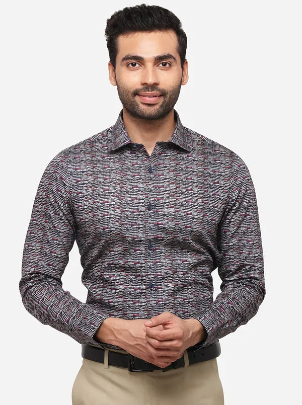 Black Printed Slim Fit Party Wear Shirt | Wyre