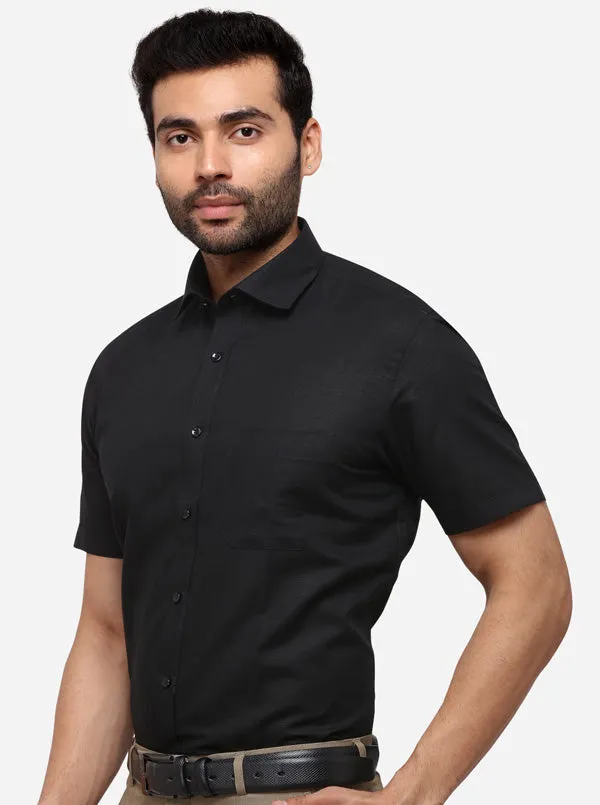 Black Solid Regular Fit Formal Shirt | Greenfibre