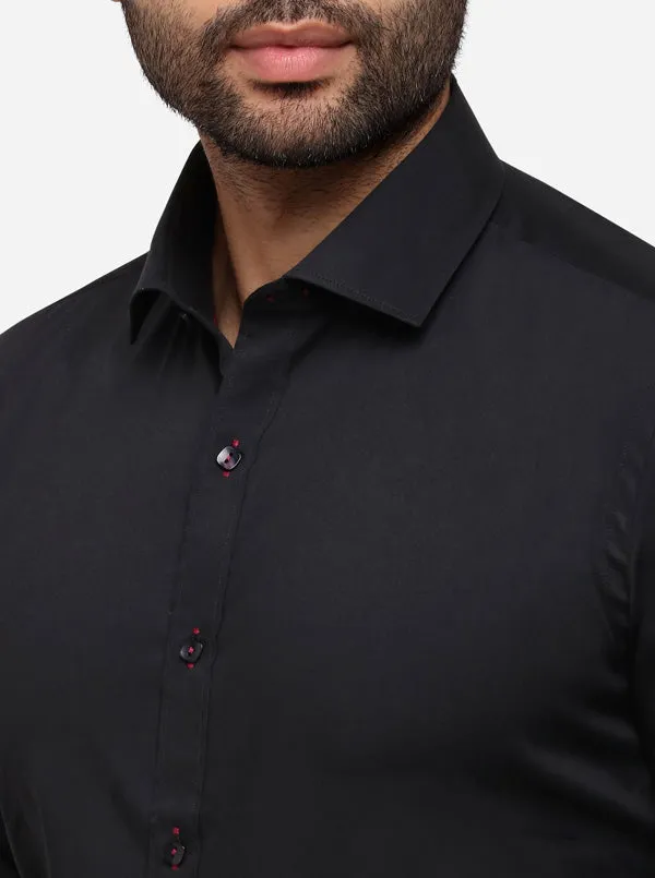 Black Solid Slim Fit Party Wear Shirt | Wyre