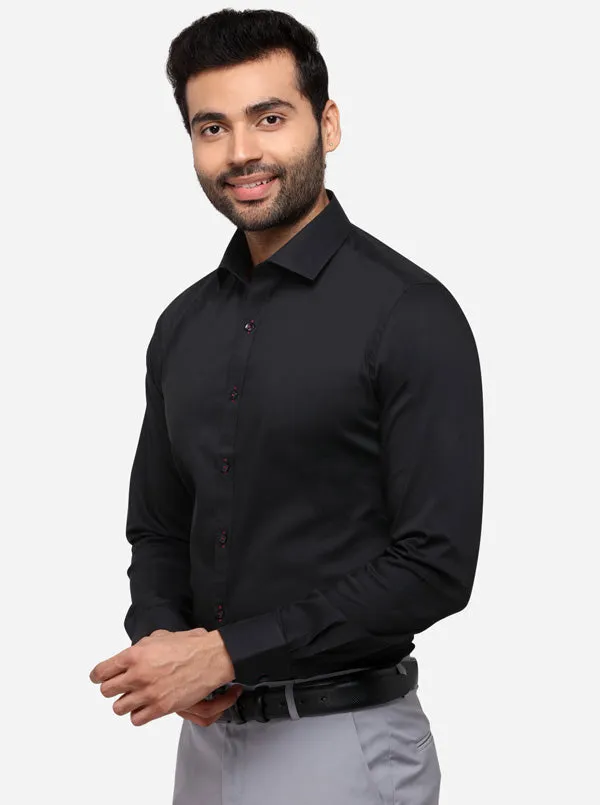 Black Solid Slim Fit Party Wear Shirt | Wyre