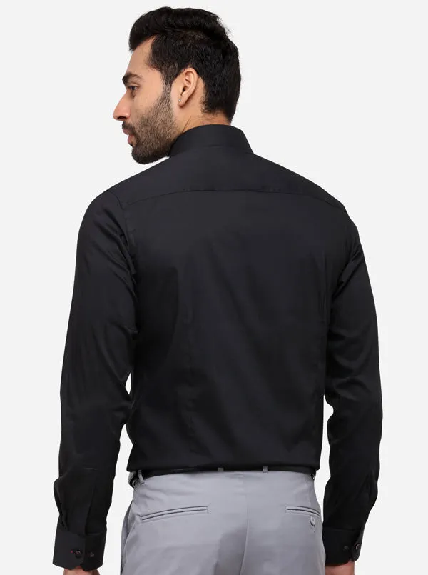 Black Solid Slim Fit Party Wear Shirt | Wyre