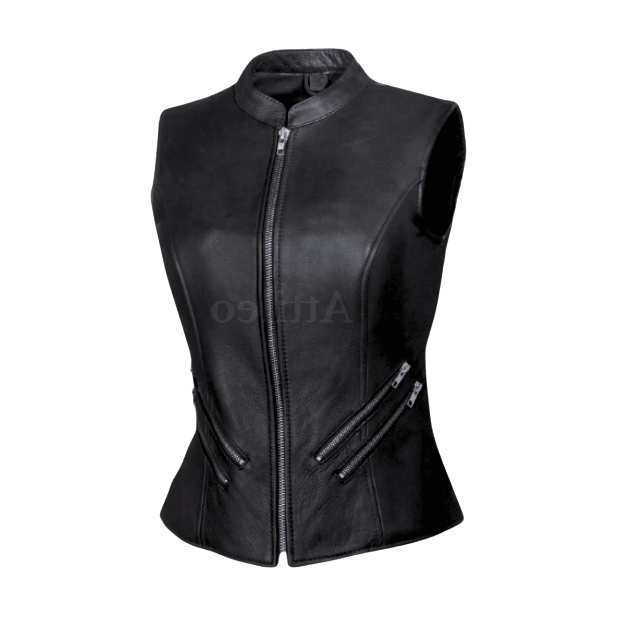 Black Womens Leather Motorcycle Vest