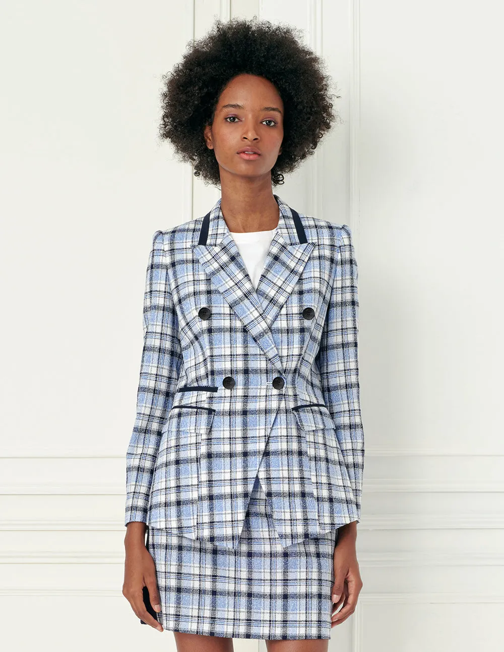 BORA AKSU Tartan check double-breasted blazer