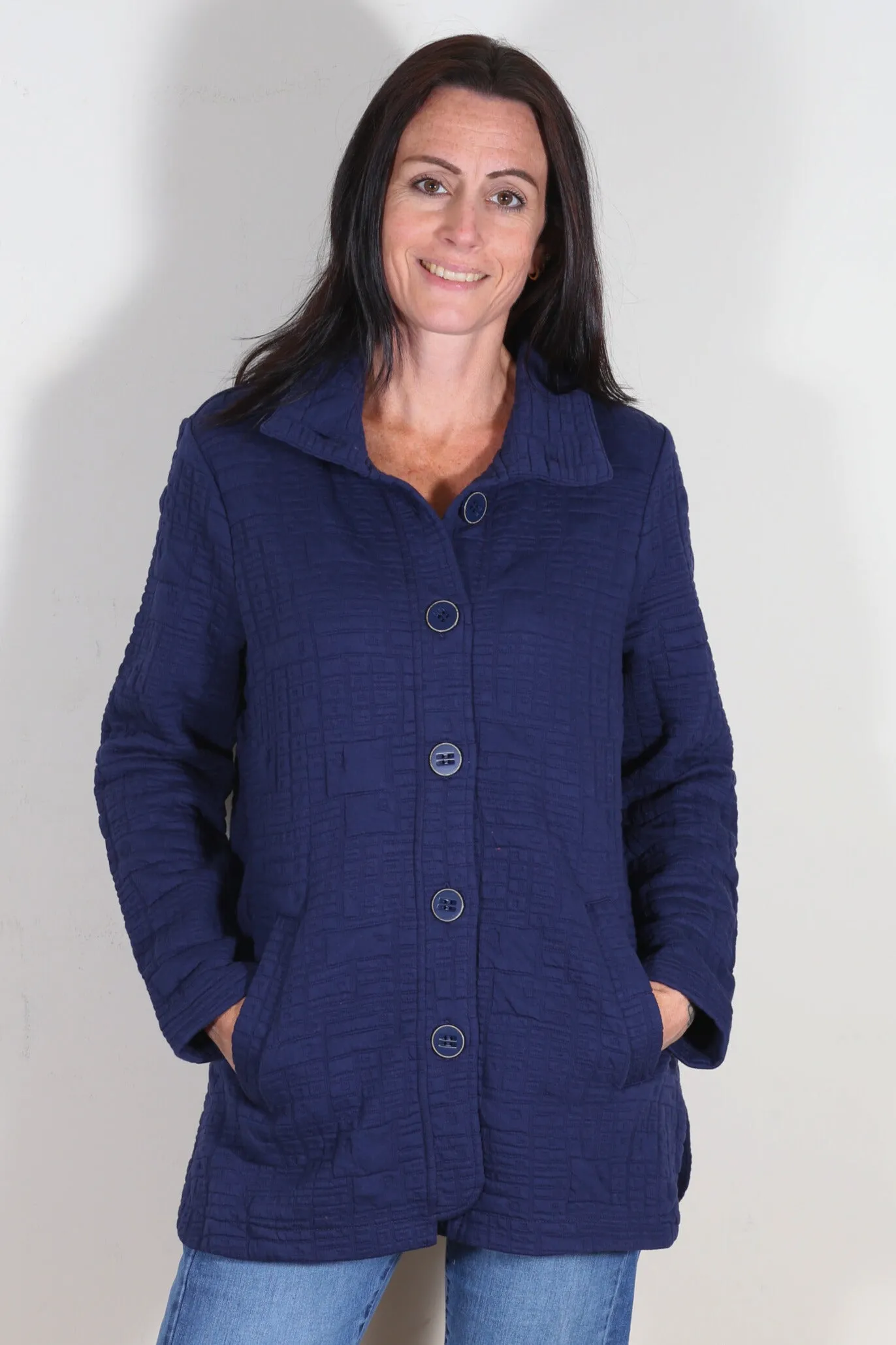 Box Quilt Shirttail Jacket