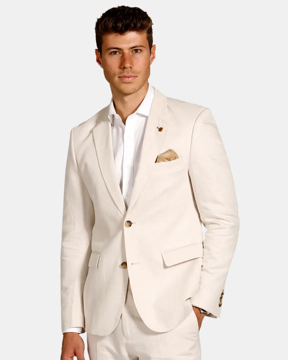 BROOKSFIELD - Essential Linen Blend Blazer - Oatmeal