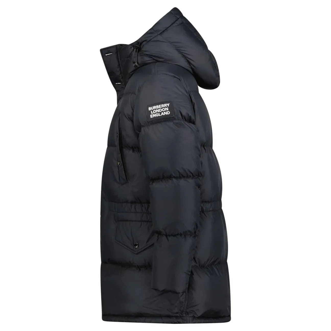 BURBERRY LOCKWOOD HOODED CHECK DOWN JACKET BLACK