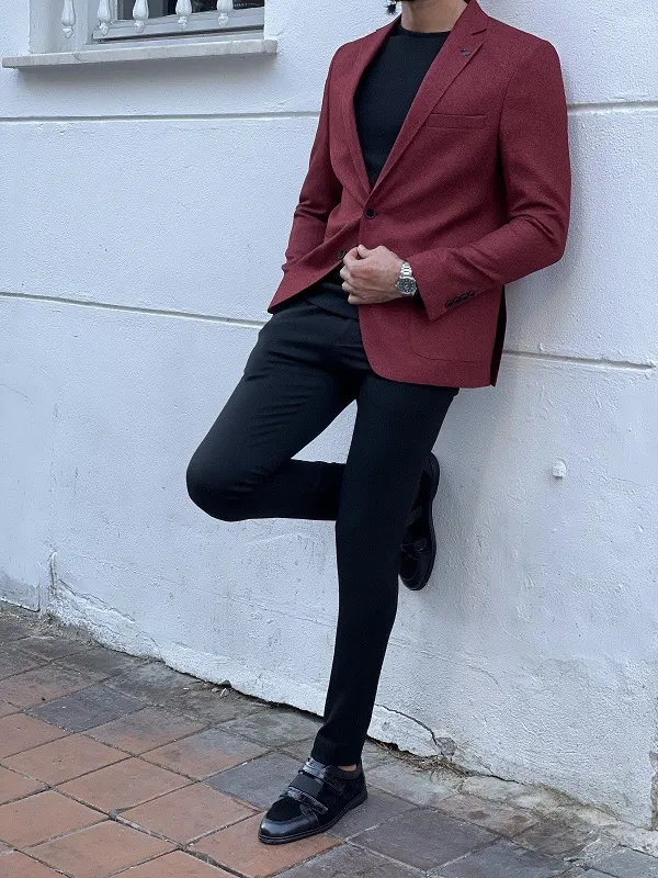 Burgundy Slim Fit Blazer by GentWith.com | Free Worldwide Shipping