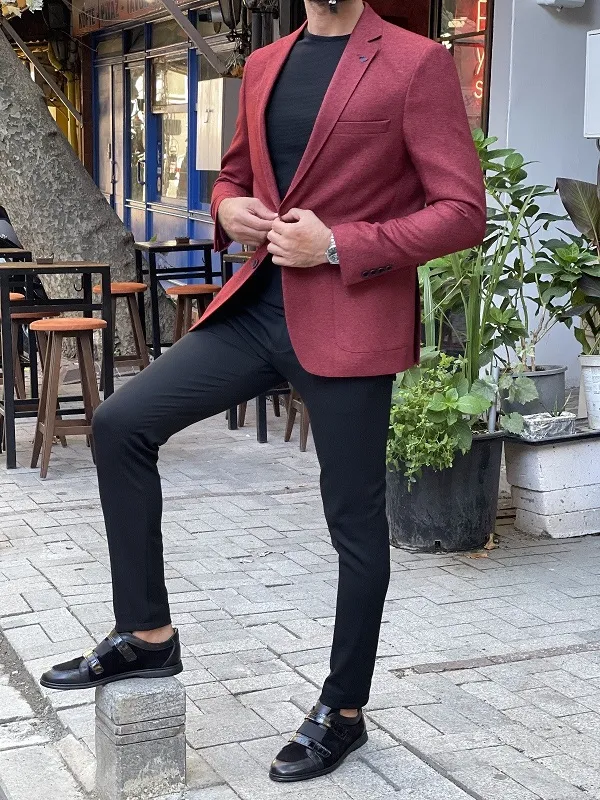 Burgundy Slim Fit Blazer by GentWith.com | Free Worldwide Shipping