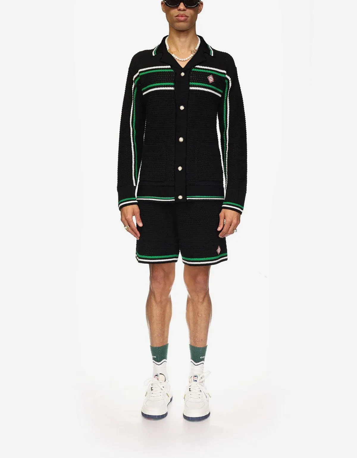 Casablanca Black Crochet Tennis Shacket