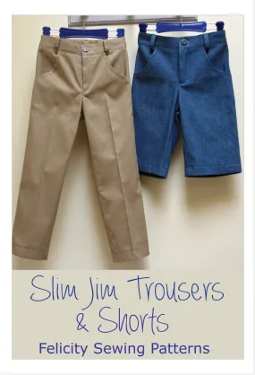 Casual trouser sewing pattern for boys & girls Slim Fit Pants & Shorts sizes 2-12 years.