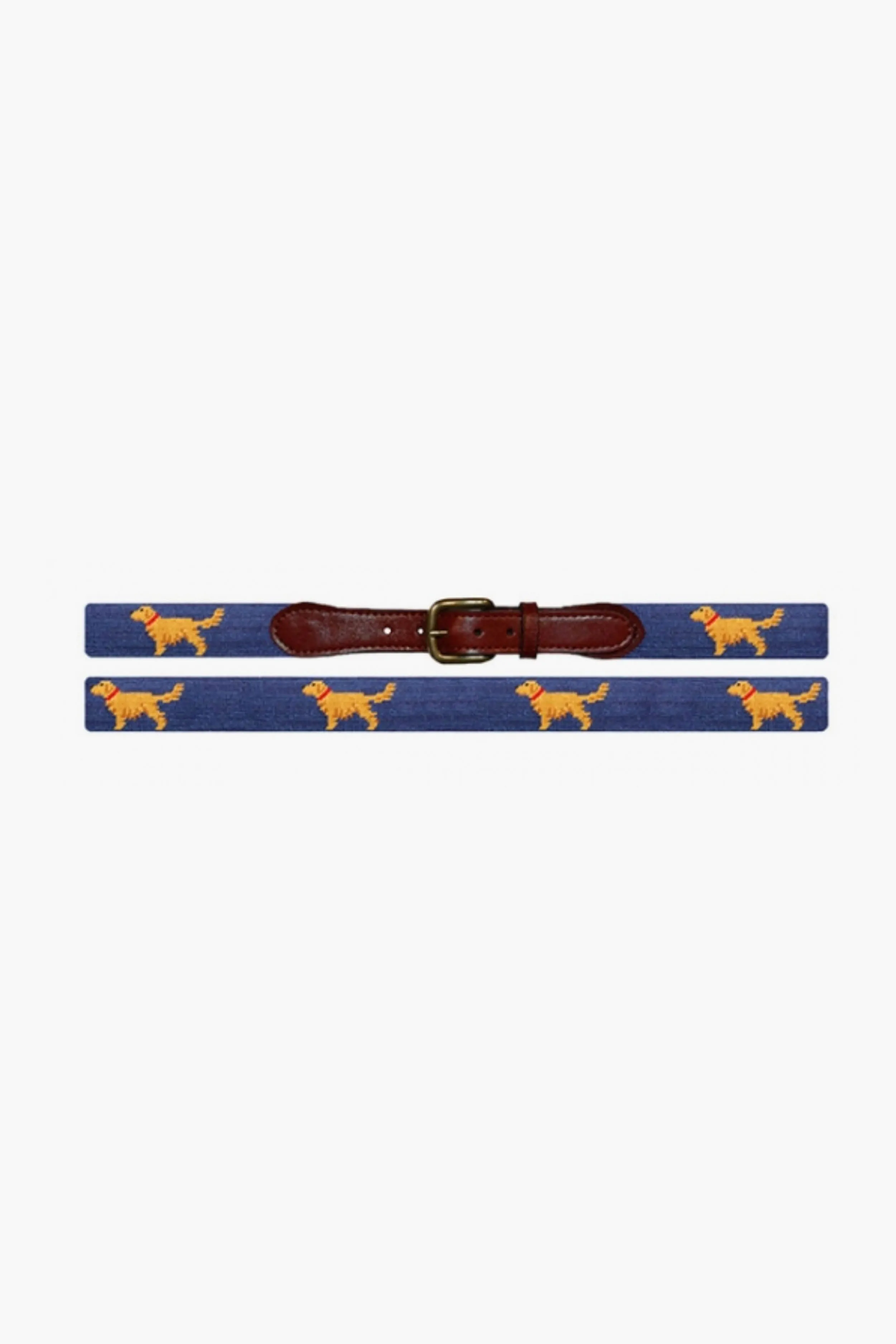 Classic Navy Golden Retriever Needlepoint Belt