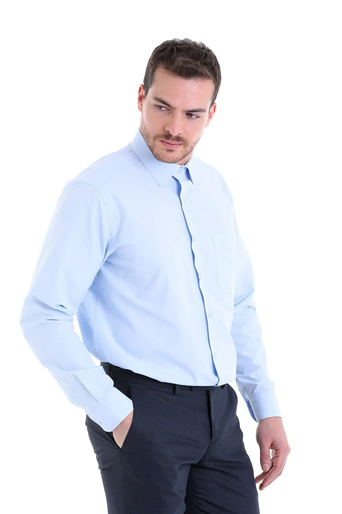 Comfort Fit Classic Collar Light Blue Dress Shirt