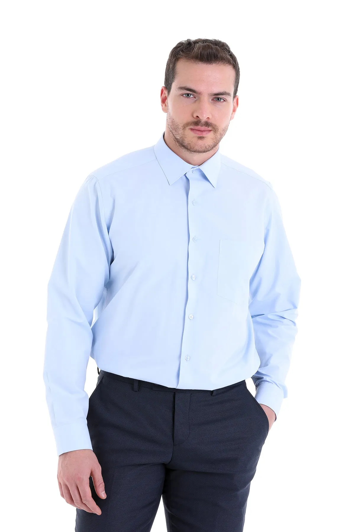 Comfort Fit Classic Collar Light Blue Dress Shirt