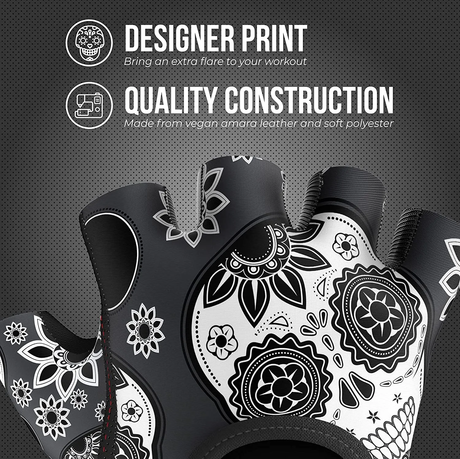 Contraband Pink Label 5237 Womens Design Series Sugar Skull Lifting Gloves (Pair)