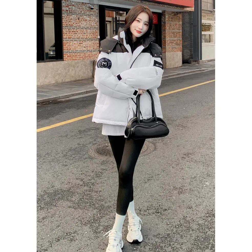 Cropped Hooded Loose Fit Thickened Puffer Jacket