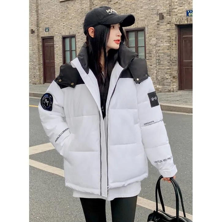 Cropped Hooded Loose Fit Thickened Puffer Jacket