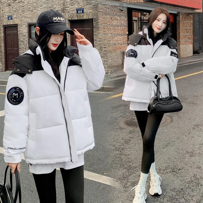 Cropped Hooded Loose Fit Thickened Puffer Jacket