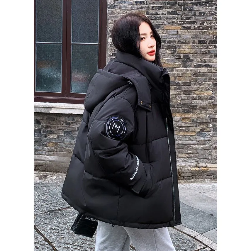 Cropped Hooded Loose Fit Thickened Puffer Jacket