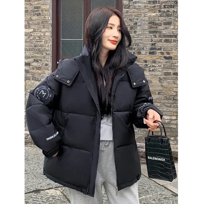 Cropped Hooded Loose Fit Thickened Puffer Jacket