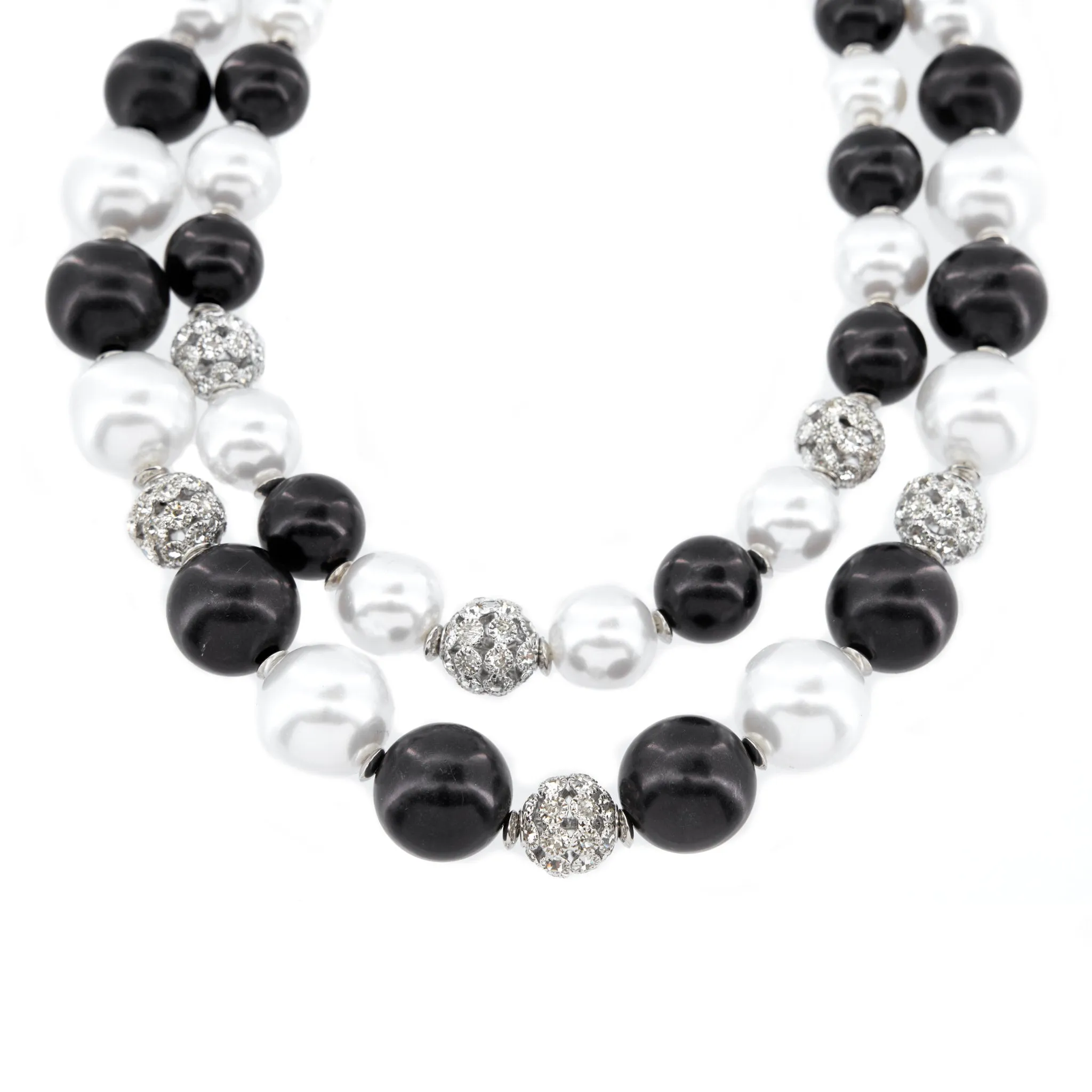 Diamonique Pearl Statement Necklace - B/W