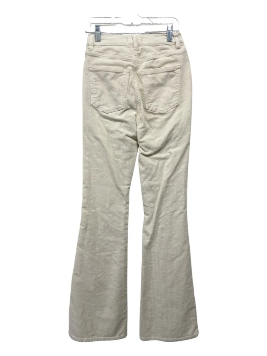 DL 1961 Size 24 Cream Cotton Blend Corduroy 5 Pocket Zip & Button Flare Pants