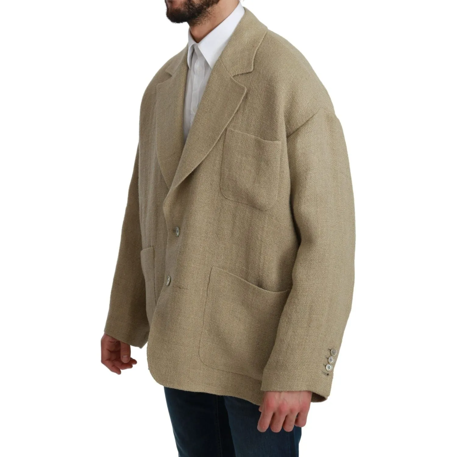 Dolce & Gabbana Chic Beige Jute Single-Breasted Blazer