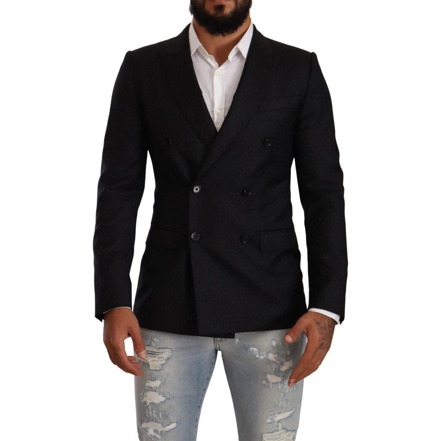 Dolce & Gabbana Elegant Black Dotted Formal Blazer