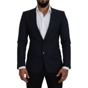 Dolce & Gabbana Elegant Blue Wool Silk Blazer Jacket