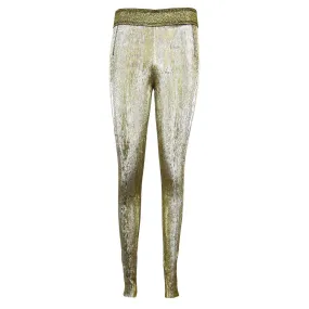 Elastic Waist Metallic Gold Pants