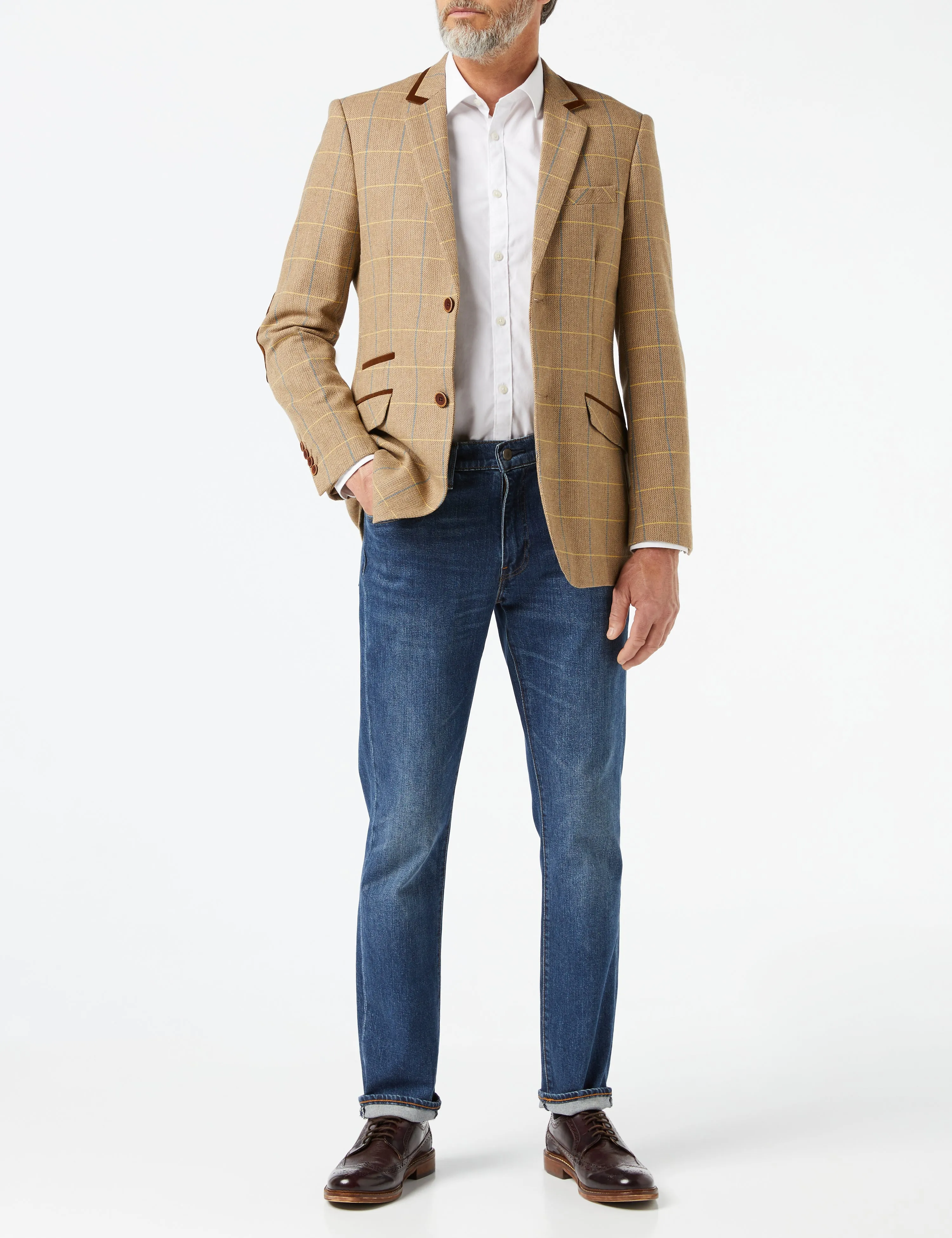 ELTON - Light Brown Tweed Check Blazer