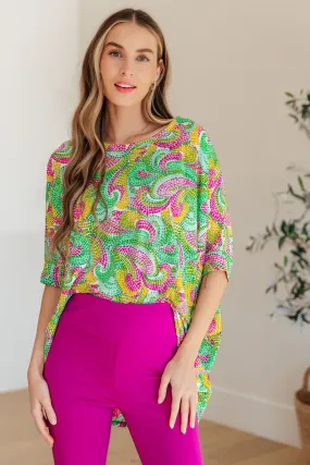 Essential Blouse in Painted Green and Pink - Dear Scarlett