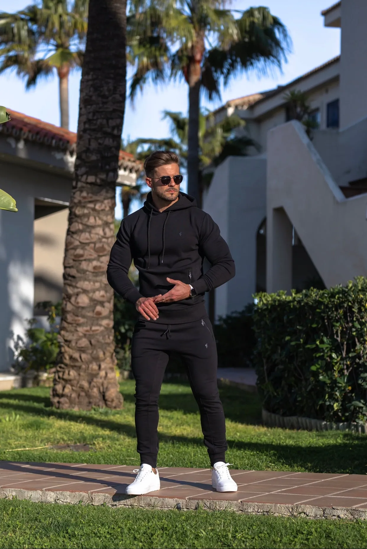 Father Sons Black / Black Tapered Sweat Pants with Ankle Zip Detail - FSH630