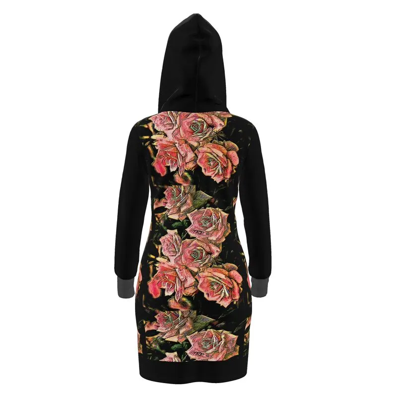 Floral Embosses: Roses 06-01 Designer Hoodie Dress