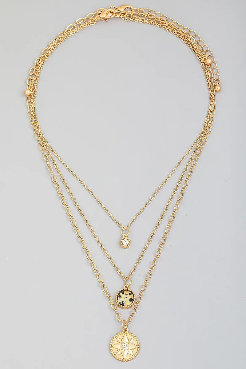 FMN170 3 Layered Necklace Gold WH