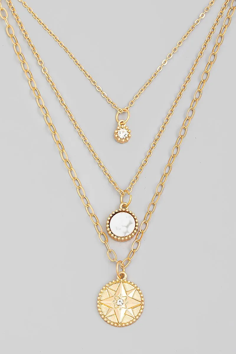 FMN170 3 Layered Necklace Gold WH