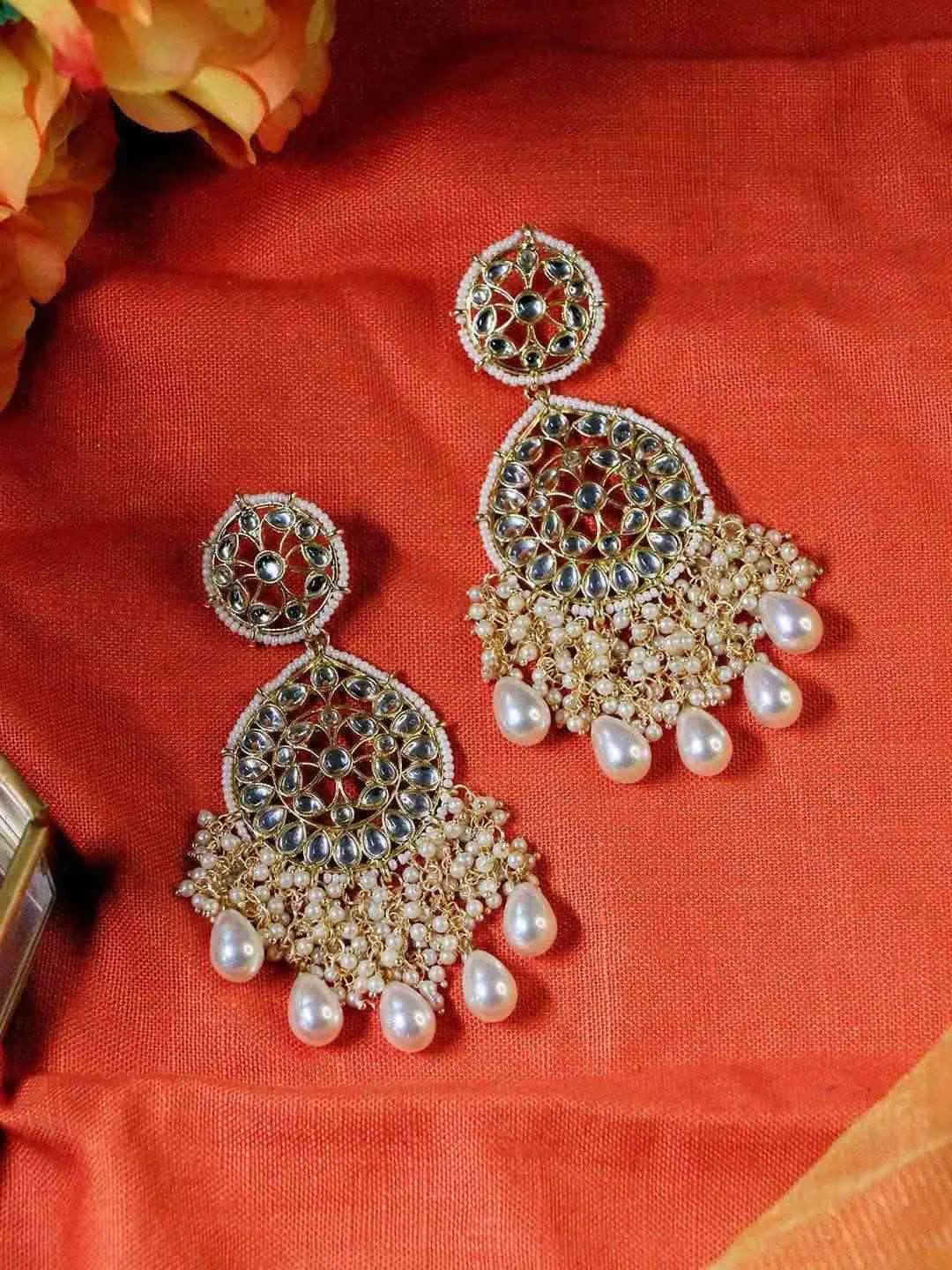 Garima Bhandari In Kundan Chandbali And Pearls Earrings