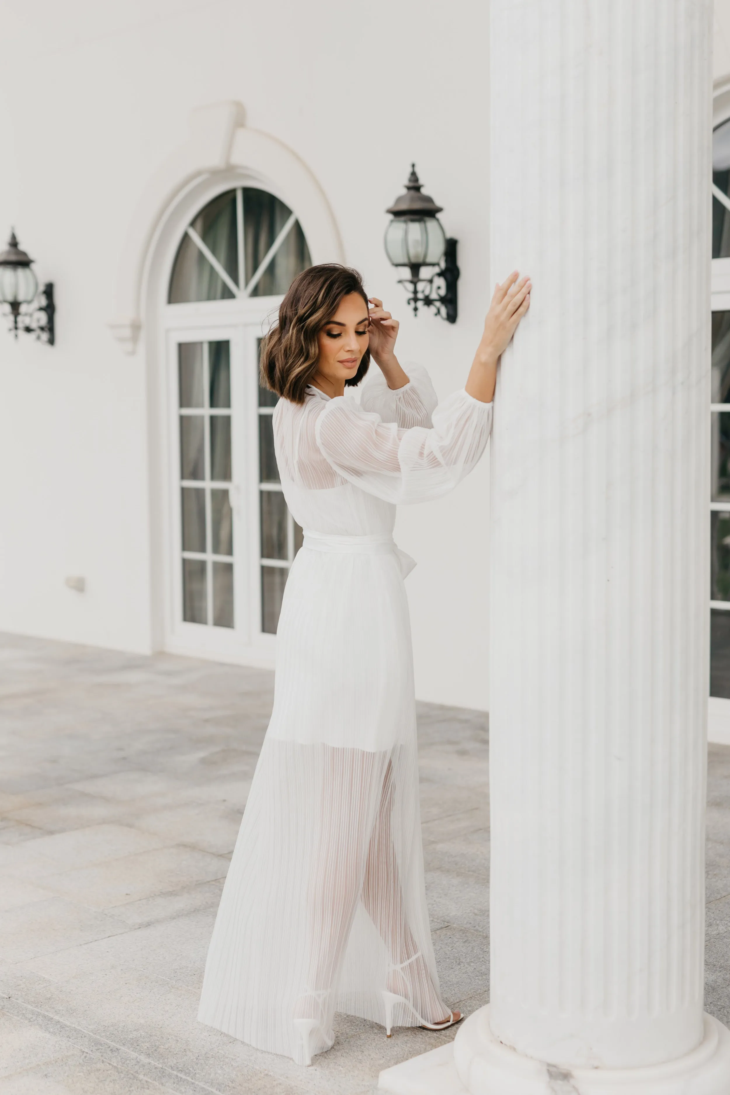 Georgia Pleated Maxi Bridal Robe - Includes Slip